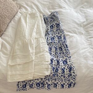 Madewell Cream Elastic Waist Skirt/ Blue Zara Skirt Bundle